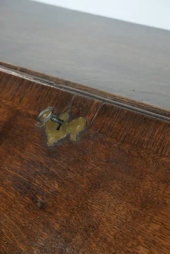 Große antike englische Kommode aus Eiche mit Geheimfächern und abgestuftem Interieur, 18. Jh.
