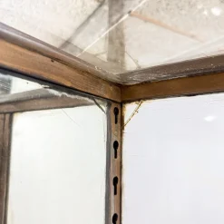 Große antike Museumsvitrine aus Metall mit gebogenem Glas, 1890er