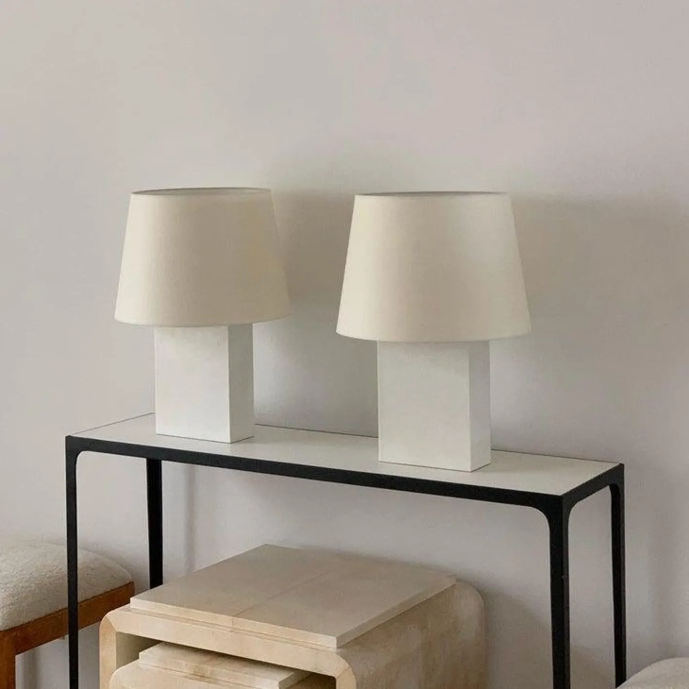 Große Bloc Pergament Lampen von Atelier Cabanel, 2er Set