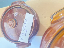 Große Braune Suppenterrine aus glasiertem Steingut mit Deckel, England, 1950