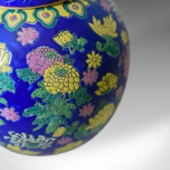 Große bunte Vintage Ingwerdose aus Glas