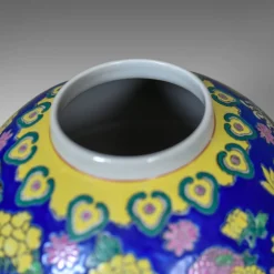 Große bunte Vintage Ingwerdose aus Glas