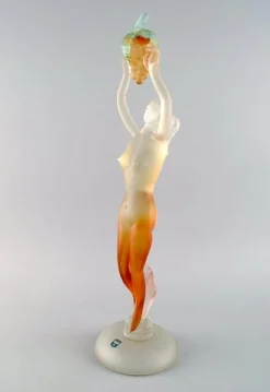 Große Frau mit Trauben Murano Skulptur aus mundgeblasenem Kunstglas, 1960er