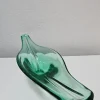 Große Grüne Schale aus Muranoglas in Gondola Form, Italien, 1970er