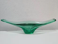 Große Grüne Schale aus Muranoglas in Gondola Form, Italien, 1970er