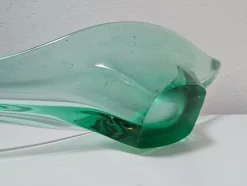 Große Grüne Schale aus Muranoglas in Gondola Form, Italien, 1970er