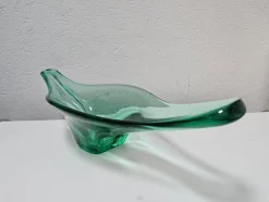 Große Grüne Schale aus Muranoglas in Gondola Form, Italien, 1970er