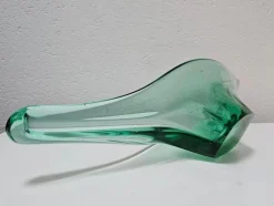 Große Grüne Schale aus Muranoglas in Gondola Form, Italien, 1970er