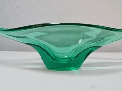 Große Grüne Schale aus Muranoglas in Gondola Form, Italien, 1970er