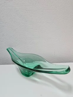 Große Grüne Schale aus Muranoglas in Gondola Form, Italien, 1970er