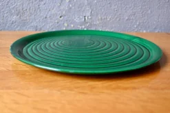 Große grüne Vintage Keramik Kuchenform, 1950