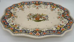 Große handbemalte französische Vieux Rouen Terrine mit Ladegerät, 1930er