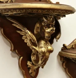 Große italienische geschnitzte vergoldete Wandhalterungen, 1800er, 2er Set