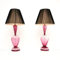Große Italienische Murano Glas Tischlampen, 1960, 2er Set