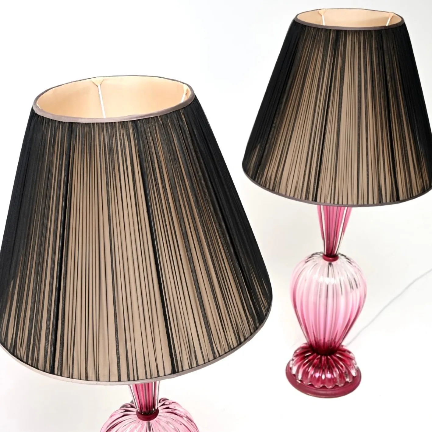 Große Italienische Murano Glas Tischlampen, 1960, 2er Set