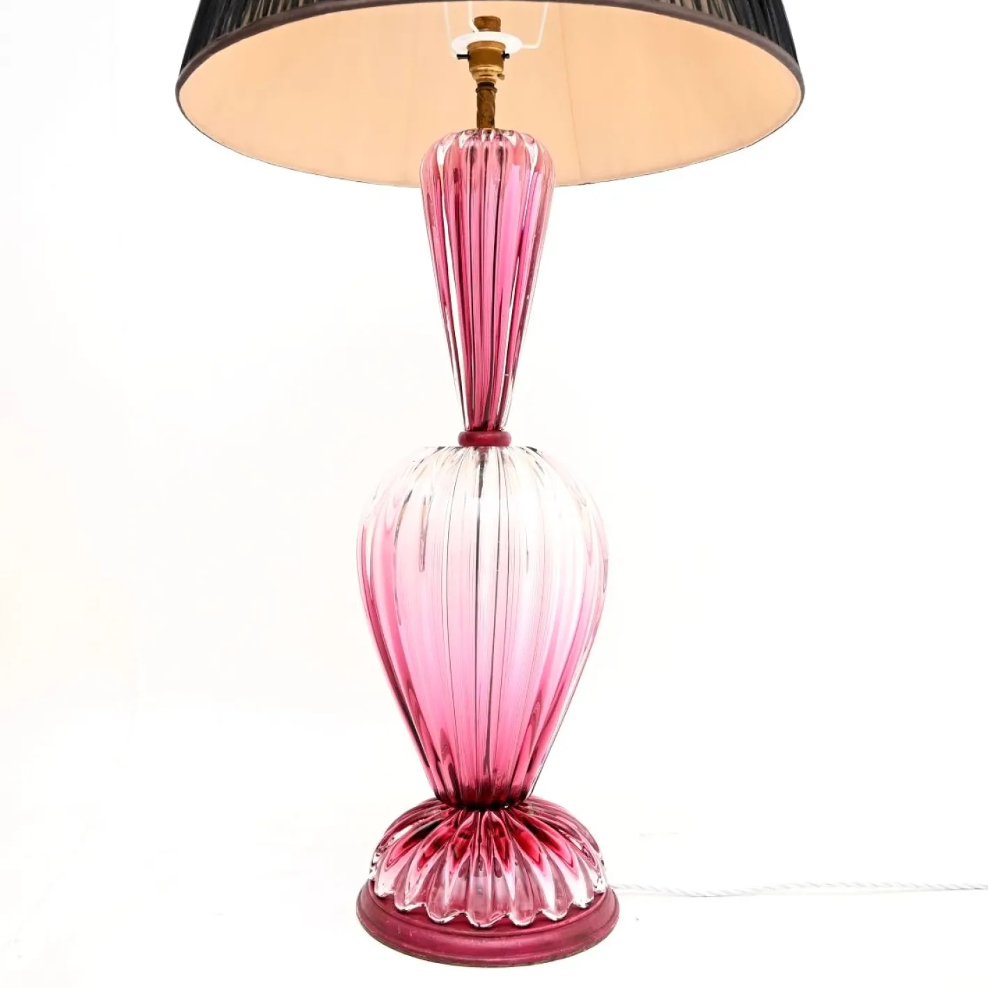 Große Italienische Murano Glas Tischlampen, 1960, 2er Set