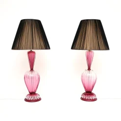 Große Italienische Murano Glas Tischlampen, 1960, 2er Set
