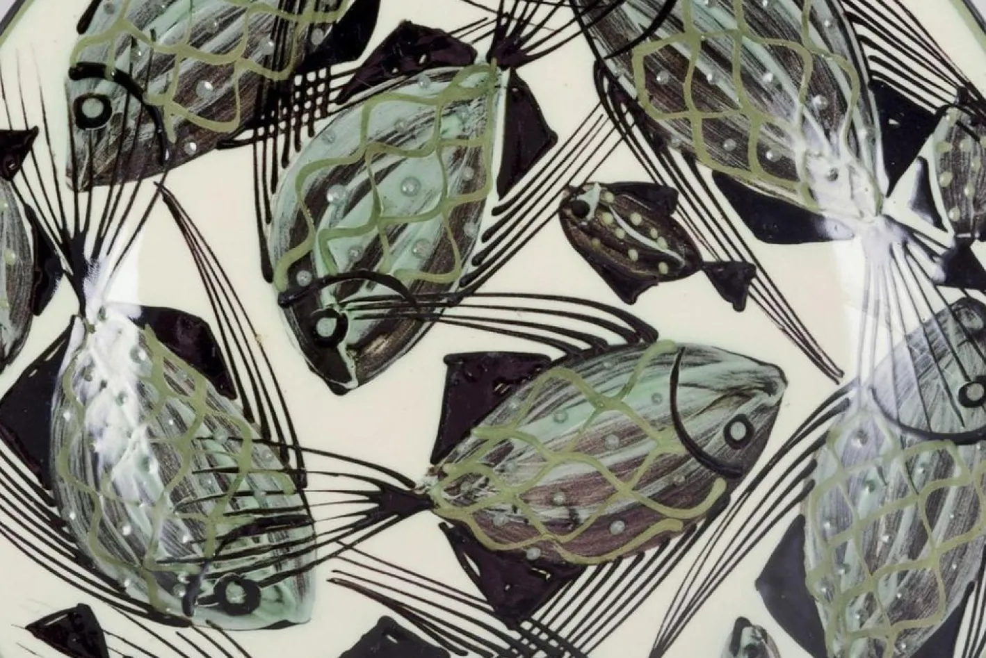 Große Keramikschale mit Fischmotiv von Astrid Tjalk für Kähler
