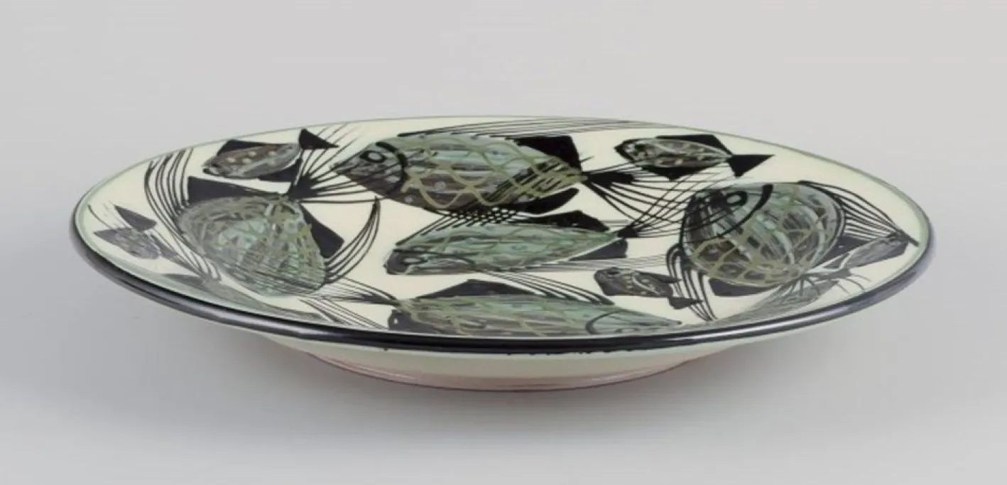 Große Keramikschale mit Fischmotiv von Astrid Tjalk für Kähler