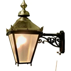Große Laternen Wandlampe aus Messing, 1960er