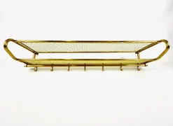 Große Mid-Century Modern Wandgarderobe aus Messing, 1950er