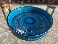 Große Mid-Century Rimini Blu Pottery Keramik Tafelaufsatz von Aldo Londi für Bitossi, Italien, 1960er