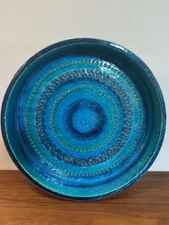 Große Mid-Century Rimini Blu Pottery Keramik Tafelaufsatz von Aldo Londi für Bitossi, Italien, 1960er