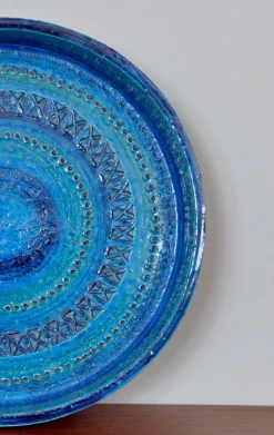 Große Mid-Century Rimini Blu Pottery Keramik Tafelaufsatz von Aldo Londi für Bitossi, Italien, 1960er