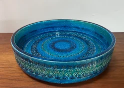 Große Mid-Century Rimini Blu Pottery Keramik Tafelaufsatz von Aldo Londi für Bitossi, Italien, 1960er