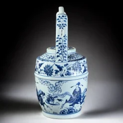 Großer antiker chinesischer Porzellankrug in Blau & Weiß, 1800er