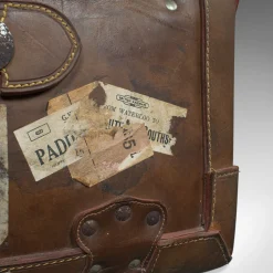 Großer antiker Leder Reisekoffer aus England