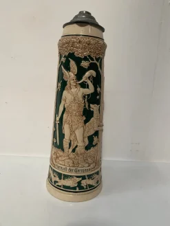 Großer Bierkrug aus glasiertem Steingut, Deutschland, Ende des 19. Jahrhunderts