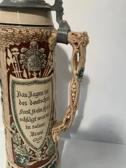 Großer Bierkrug aus glasiertem Steingut, Deutschland, Ende des 19. Jahrhunderts