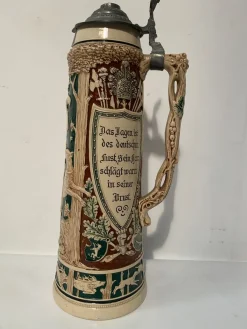 Großer Bierkrug aus glasiertem Steingut, Deutschland, Ende des 19. Jahrhunderts