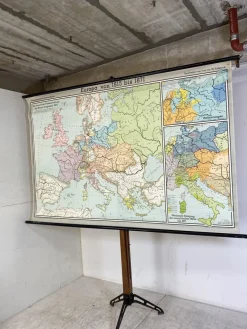 Großer bunter Vintage Europa Schulplan, 1960er