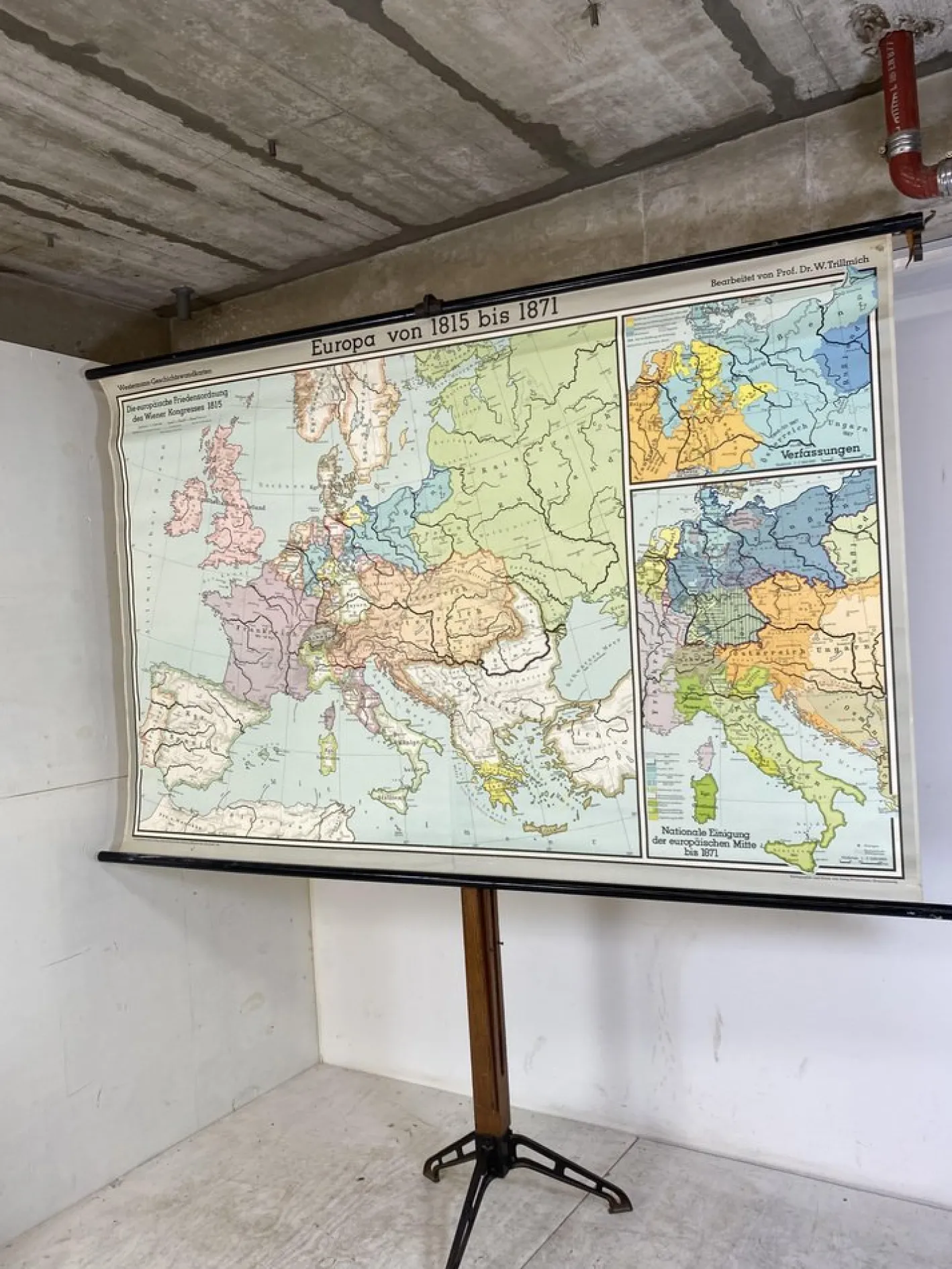 Großer bunter Vintage Europa Schulplan, 1960er