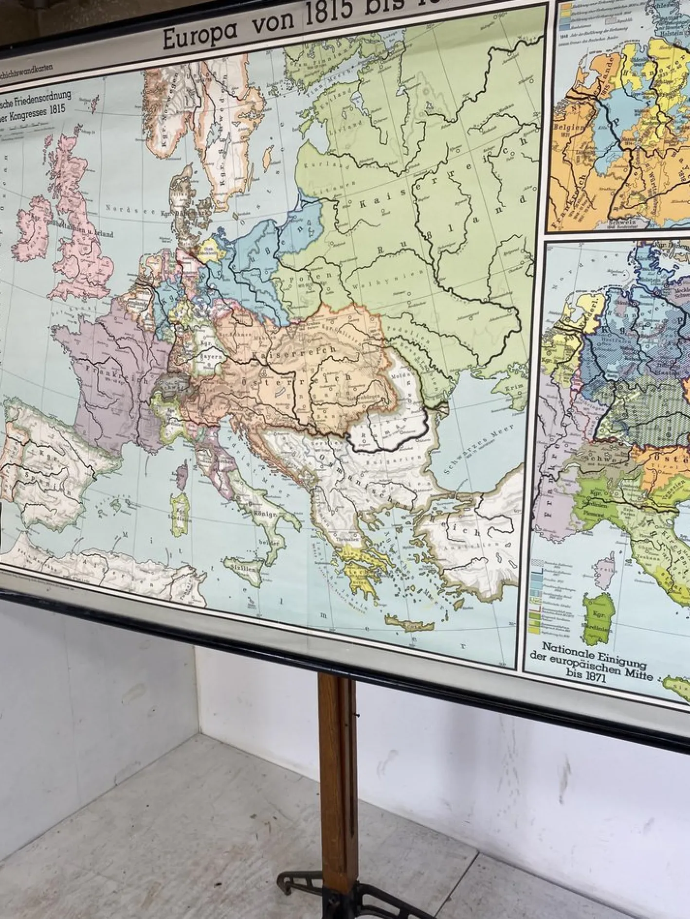 Großer bunter Vintage Europa Schulplan, 1960er