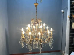Großer Florentine Kronleuchter mit Murano Glas Blumen, 1950er