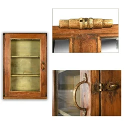 Großer Frisiertisch aus Holz mit 2 Spiegeln & 3 verglasten Schränken, 1940er
