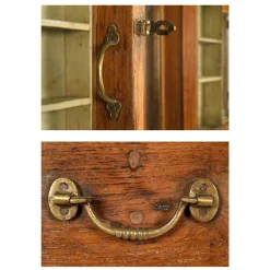Großer Frisiertisch aus Holz mit 2 Spiegeln & 3 verglasten Schränken, 1940er