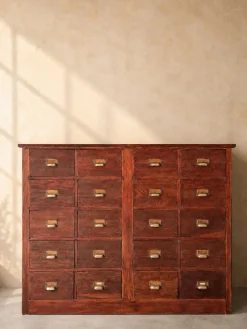Großer italienischer Aktenschrank aus Kastanienholz mit 20 Schubladen, 1890er