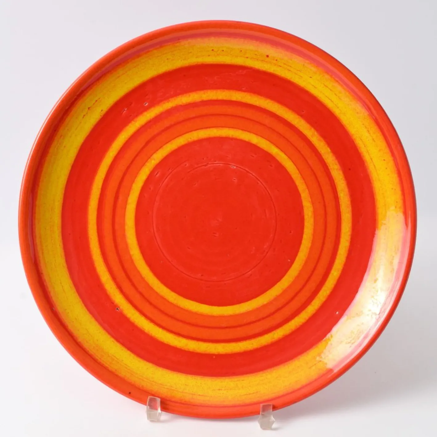 Großer italienischer Teller in Rot & Gelb von Baldelli, 1970er