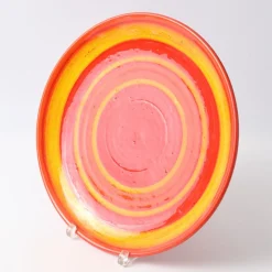 Großer italienischer Teller in Rot & Gelb von Baldelli, 1970er