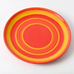 Großer italienischer Teller in Rot & Gelb von Baldelli, 1970er