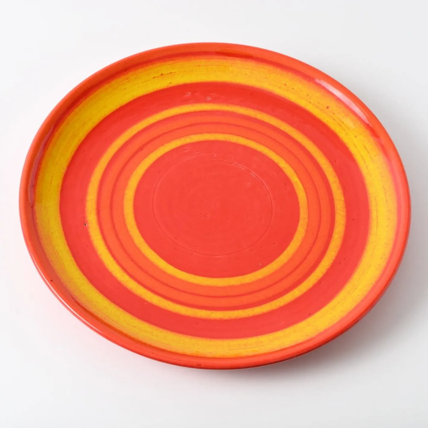 Großer italienischer Teller in Rot & Gelb von Baldelli, 1970er