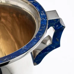 Großer Italienischer Vintage Weinkühler aus Silber & Lapislazuli, 1970