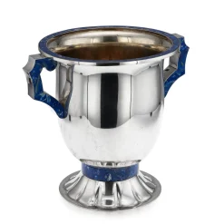 Großer Italienischer Vintage Weinkühler aus Silber & Lapislazuli, 1970