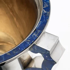 Großer Italienischer Vintage Weinkühler aus Silber & Lapislazuli, 1970