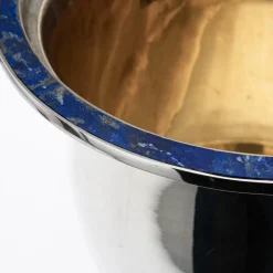 Großer Italienischer Vintage Weinkühler aus Silber & Lapislazuli, 1970