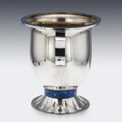 Großer Italienischer Vintage Weinkühler aus Silber & Lapislazuli, 1970